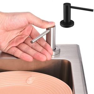 Sıvı Sabun Dispenser 2 Molor Katı Paslanmaz Çelik Mutfak Lavabosu Siyah Büyük Kapasiteli Pompa Deterjanı