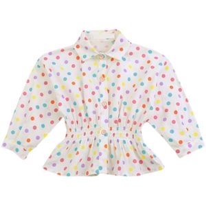 Shirts Kids Baby Girls Full Sleeve Dot Draw Back Tops Outwear Toddler Children Casual Blouses Princess Base Clothes 6M-5Y