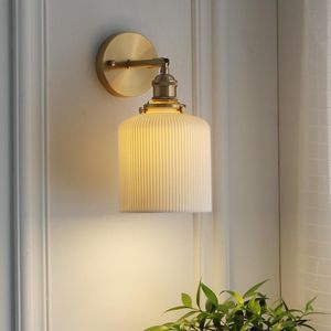 Vägglampa Modern nordiska sconce lampor vardagsrum kök sängspegel-front belysning glas hemljus fixtur keramisk konst dekor