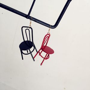 Rolig överdrift mini stol dangle örhängen kreativ handgjorda DIY SMALL SEAT EARRING Julklapp till tjej prom party smycken