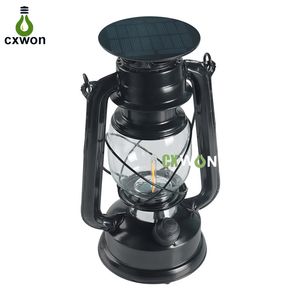 Luzes de acampamento solares protegidas LED LEDA Lanterna Vintage Lâmpadas ao ar livre Metal Antique Luz de carregamento USB para a decoração do jardim, caminhada