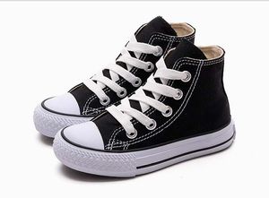 EU Storlek 24-34 Nya varumärkesbarn Canvas Shoes Fashion High - Low Shoes Boys and Girls Sport Canvas Shoes