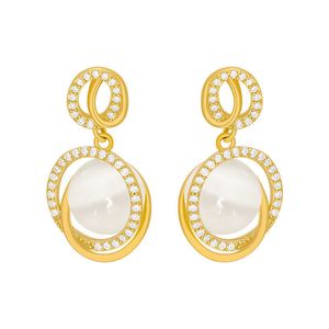 Korean Drop Dangle Earrings For Women Crystal Moon Hollow Earrings Female Wedding Party Jewelry Gift