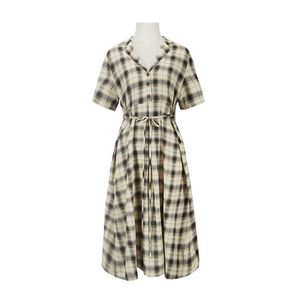 おそらくu Playt Midi Dress Khaki Notch襟半袖ボタン夏D1116 210529