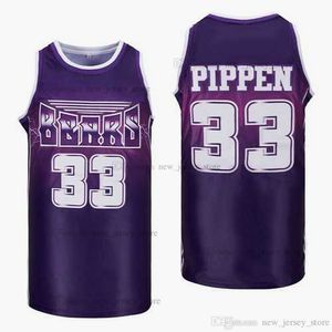 Filme # 33 Scottie Pippen Black Alternate Basketball Jersey Personalizado DIY Design Stitched College Basketball jerseys