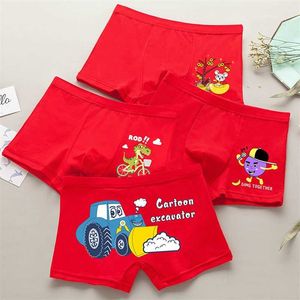 4/PCS Kinder Baumwolle Unterwäsche Jungen Rote Boxershorts Teen Unterwäsche Baby Unterwäsche Slips Kinder Shorts 211122