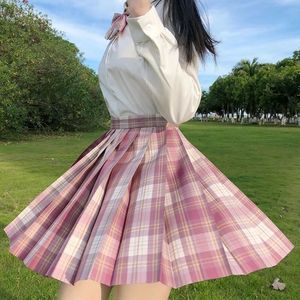 Gonne scozzesi a pieghe da donna Nodo a fiocco Estate Vita alta Stile preppy Ragazze Minigonna da ballo Carino Una linea Harajuku 19 tipi Autunno Studenti Sexy Giappone Faldas