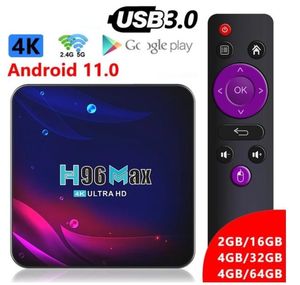 H96 MAX V11 ANDROID 11 TV BOX RK3318 2G 16G/4G 32G/4G 64G Bluetooth 4.0 Google 4K Smart 2.4G 5G WiFi Media Player VS HK1 Max