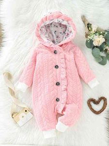 Baby Cable Textured Frill Trim Hoodsuit Hooded ela