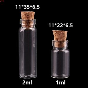 wholesale 300 pieces 1ml 2ml Mini Glass Bottles with Cork Stopper Empty Spice Jars Gift Crafts Vialsgood qty