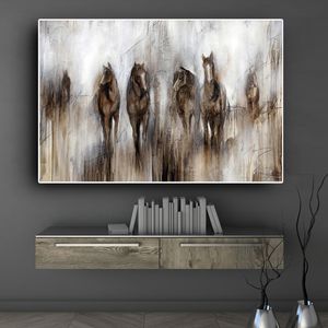 Pintura a óleo do vintage nórdico impresso em canvas Animal pôsteres e impressões Abstract Horses Zebra Wall Art Fotos para sala de estar