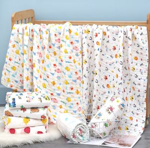 L'ultimo modello di coperta 110X110CM, una varietà di dimensioni e stili, coperte per la stampa di asciugamani pieghettati trapuntati a sei strati di garza per bambini
