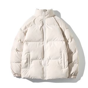 Hybskr grande tamanho engrossar homens quentes parkas cor sólida carrinho colar moda masculino inverno casaco algodão acolchoado jaqueta harajuku vestuário 211214