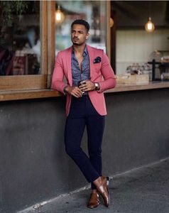 Kostym Homme Italiensk stil Slim Fit 2 stycken Mode Mäns Passar Groom Prom Tuxedos Groomsmen Blazer för bröllop (Jacket + Pant) x0909