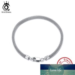 Orsa Klejnoty 925 Sterling Silver 3.0mm Mesh Mesh Popcorn Łańcuch Bransoletka Dla Mężczyzn Kobiety Okrągły Popcorn Bransoletki Puck Styl Jewelry SB65 Cena fabryczna Ekspert Jakość projektu