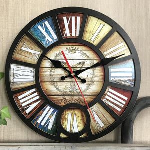 Duvar Saatleri Ahşap Vintage Saat Endüstriyel Büyük Boyut Odası Modern Tasarım 3D Reloj Pared Amerikan Dekorasyonu DL60WC