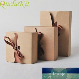 30pcs Square Red Kraft Paper Gift Box With Ribbon Baking Cookie Cake Boxes Wedding Party Christmas Decor Gift Factory price expert design Quality Latest Style