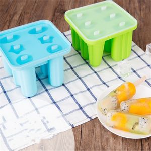 Silikon Popsicle Kalıpları Icecream Maker Silika DIY Aracı 6 Boşluklar Jel Kalıp PP Çubukları BPA içermeyen bulaşık makinesi Güvenli