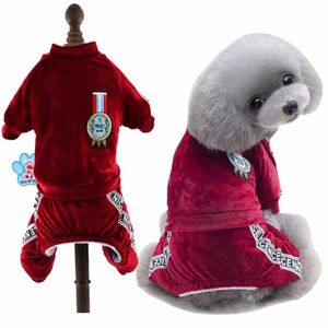 Dog Apparel Winter Warm Fleece Inside Pet Clothes Soft Velvet Dogs Jumpsuit Small Coats Outfit för husdjur XS-XL