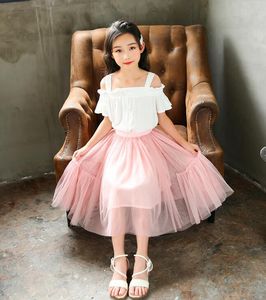 Girls Skirts Gauzy Princess Dress Fairy Bouffant Skirt White Gauze Tutu Lovely Children Girls Ruffles Party Dresses Children Clothes WMQ632