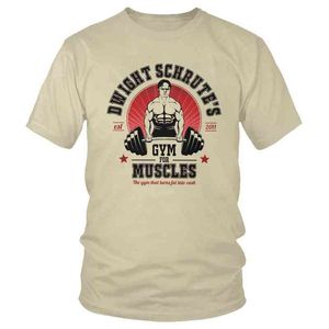 Dwight Schrute Gym Kaslar için T Gömlek Erkekler Pamuk Şık T-Shirt O-Boyun Kısa Kollu Ofis TV Serisi Tee Boy Giyim G1222