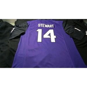 001 #14 Purple Jarrison Stewart TCU rogaty żaby Alumni College Jersey lub Custom dowolne nazwisko lub koszulka