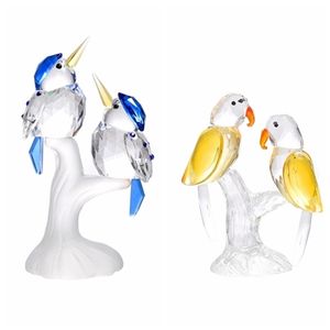 Eleganckie szklane zwierzęce figurki Ptak Paperweight Crystal Craft Miniaturowe Figurki Xmas Prezenty Strona główna Wedding Decor 211108