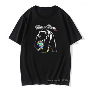 T-shirts Mama Bear Autism Autismo Autismo Autismo Autismo Autistic Rolig Tee Shirt Vintage Fritid 3D Tshirts Custom