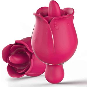 NXY Pump Toys Rose Vibrator för Women Clitoral Tongue Licker Mini Small med 7 lägen 9 Kraftfull vibration Oral Licking Nippel Stimulator 1125