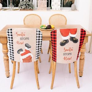 Chair Covers Product Christmas Decoration Lattice Cover Decor Atmosphere Festive Restaurant Table Dining M3z3