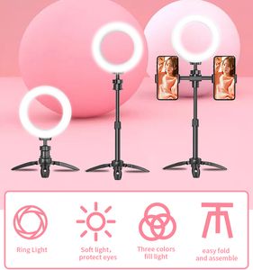 Dimmable LED 6 Inch Selfie Ring Light Photography with Tripod Stand for Phone YouTube Tiktok Video Studio