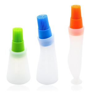Portable Silicone Oil Bottle Brush BBQ Tools Heat Resistant Grill Cleaning Basting Brushes Liquid Pastry Kitchen Baking Barbecue Tool JY0885