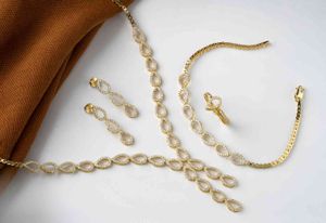 4 noiva Zircônia Stone 925 Sterling Prata Conjuntos de jóias completas para mulheres festa luxo de cristal turco conjunto de colar anel