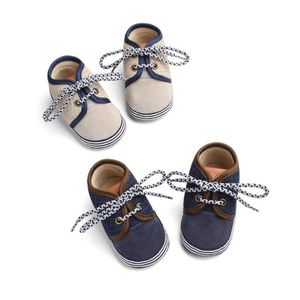 Nyfödda Babyskor Spädbarn Barn Första Walkers Toolder Soft Bottom Anti-Slip Lace-up Baby Boys Girls Shoes Prewalker 3-15 m