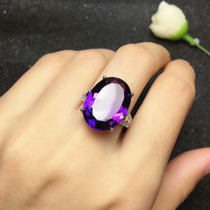 Роскошные овальные фиолетовые кристалл аметисты драгоценные камни алмазные кольца для женщин белый золотой серебряный цвет украшений бижутерии пакетные подарки