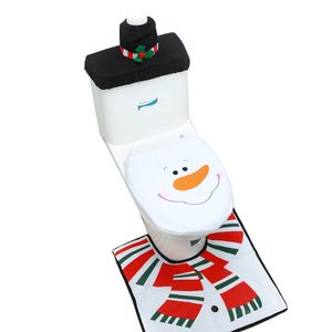 Christmas Decorations 3 Piece Set Toilets Seat Covers Toilet Floor Mat Water Tank Cover Bathroom Accessories