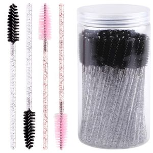 Makeup Brushes 100Pcs Disposable Eyelash Brush Crystal Mascara Wands Makeups Applicators Diamond Handle Spoolie Cosmetic Eyebrow Tools