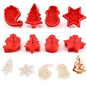 4 sztuk / zestaw Cookies Cutter Pieczenia Mold Choinki Snowman Santa Claus Snowflake Formy Kuchnia Narzędzia do pieczenia JJA9458