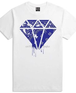 Men's T-Shirts CaliDesign White Street Wear Hip Hop T Shirt Blue Bandana Clothing Crip