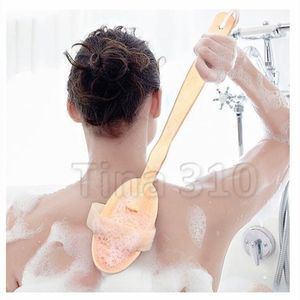 Doğal Uzun Ahşap Kıl Fırça Masaj Banyo Duş Geri Spa Scrubber Banyo Fırçaları Banyo Malzemeleri T2I51474