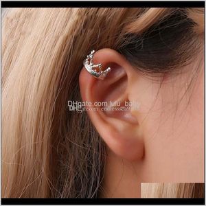 Stud Boho Vintage Clip For Women Sier Gold Color Geometric Crown Heart Shapes Ear Cuff Chain Earrings Fashion Jewelry Drop Delivery Eau