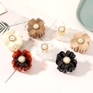 2021 New Fashion Mini Pearl Hair Claws for Women Korean Small Flower Clips Set Hair Accessories Gold Crab Girls Headwear Wedding