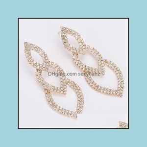 Brincos de lustres de candelabro j￳ias S1196 Moda Bridal bridling Sier Color Crystal Rhinestone Long Stud para mulheres entrega de gotas de casamento