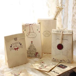 Weihnachtspapier Geschenktüte Santa Claus Candy Geschenke Säcke Elchmuster Präsentieren Sack Weihnachtsfeier -Dekoration Haushaltsaufbewahrung LLF10743