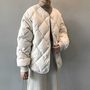겨울 따뜻한 outwear 여성 다이아몬드 면화 패딩 루스 파카 대형 코트 재킷 210531