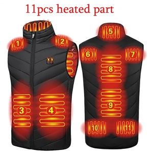 11 areas Heated Vest Men Coat Intelligent USB Electric Heating Padded Jacket Smart double switch front and rear heating Vest 211105