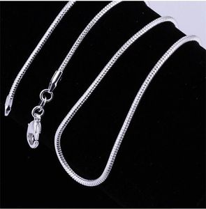 Modeschmuck Silber Kette 925 Halskette Schlangenkette für Frauen 2mm 16 18 20 22 24 Zoll 111 T2