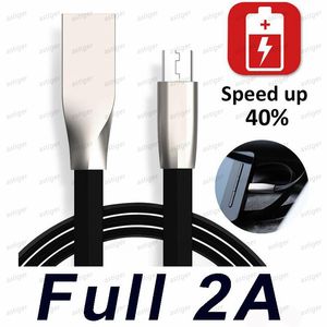 Szybkie ładowanie Kable Micro USB 2A 1M 3FT Rodzaj C Kabel ładowarka Telefon Cynkowy Przewód ładowania ze stopu cynku do Samsung Note 8 LG HTC Android Smartfony