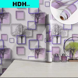 HDHome Carta da parati autoadesiva stampata con alberi decorativi viola staccabili e attaccabili Carta da contatto rimovibile per la decorazione domestica