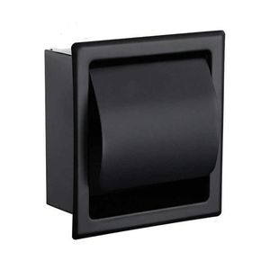 Svart Inbyggd toalett / Tissue Paper Holder All Metal Contruction 304 Rostfritt Stål Dubbelmur Badrum Roll Box 210709